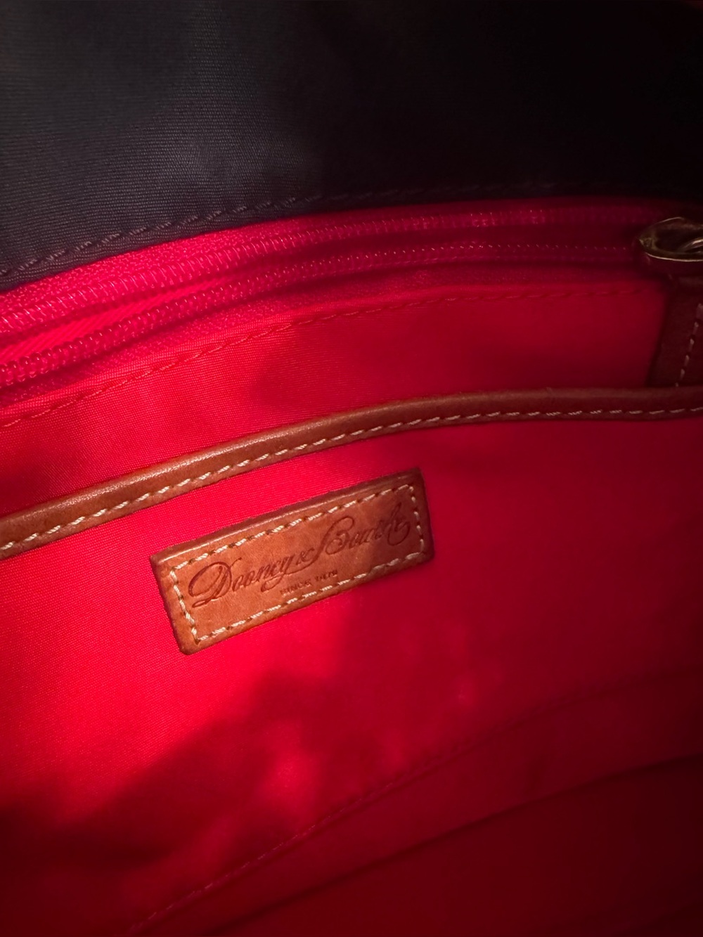 Dooney & Bourke Black Nylon Drawstring Bucket Bag w/ Cognac Leather Trim | EUC - Picture 6 of 12